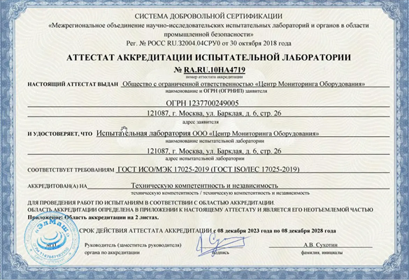 Сертификат аккредитации